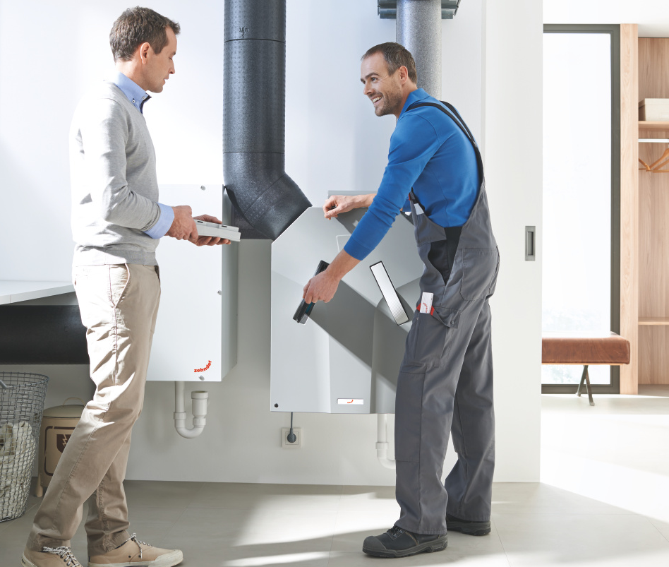 Zehnder_CSY_System_CA350_basement_installer_client Rendering Zehnder ComfoAir 350 Comfortable indoor ventilation Front view